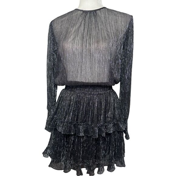 Misa Los Angeles Silver Smocked Cocktail Party Dress - Picture 3 of 5